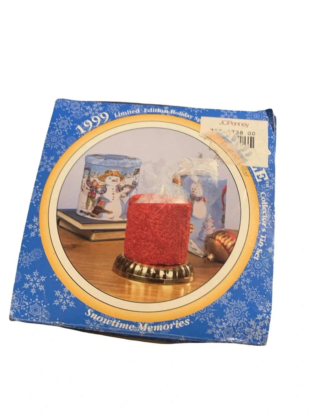 Vtg Hearth & Home 1999 Cake Candle Snow time Memories Collector Tin Set
